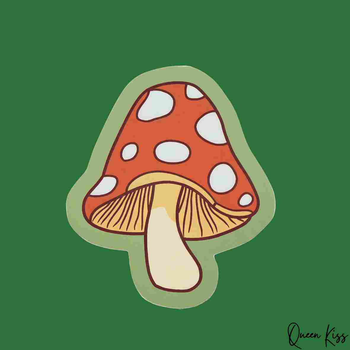 Cute Mushroom Sticker, Sticker, Waterproof Glossy Sticker, Vinyl Sticker, Laptop Phone Notebook Mug Sticker -- Deep Forest