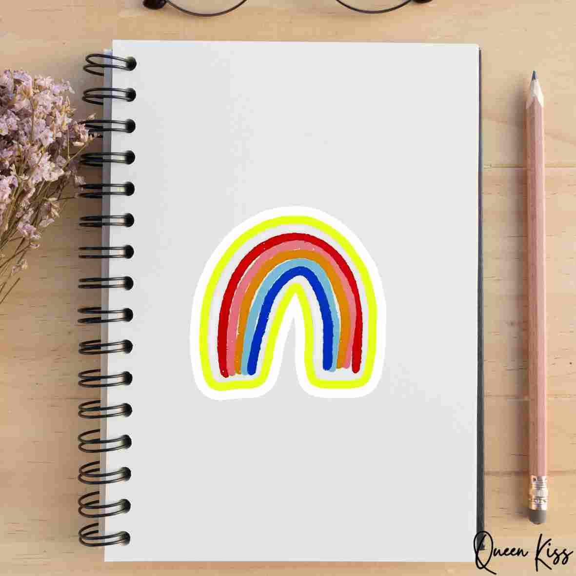 Cute Rainbow Sticker, Waterproof Glossy Sticker, Vinyl Sticker, Laptop Phone Notebook Mug Sticker -- Enjoy every moments