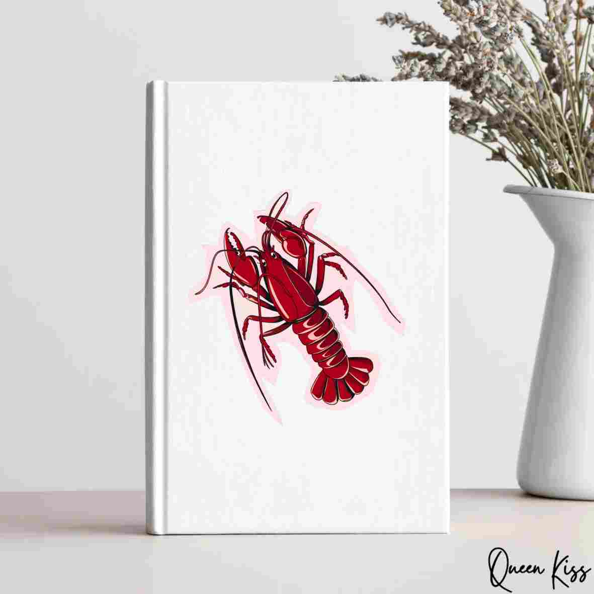 Cute Lobster Sticker, Waterproof Glossy Sticker, Vinyl Sticker, Laptop Phone Notebook Mug Sticker -- Crayfish Love