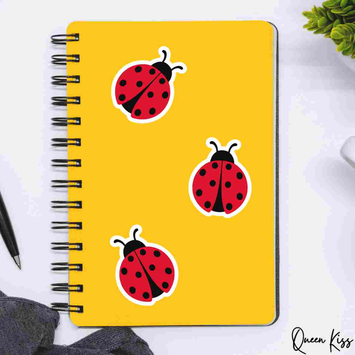 Pack of 6 pcs, Cute Ladybug Stickers, Waterproof Glossy Sticker, Vinyl Sticker, Laptop Phone Notebook Mug Sticker -- Little Wonder World