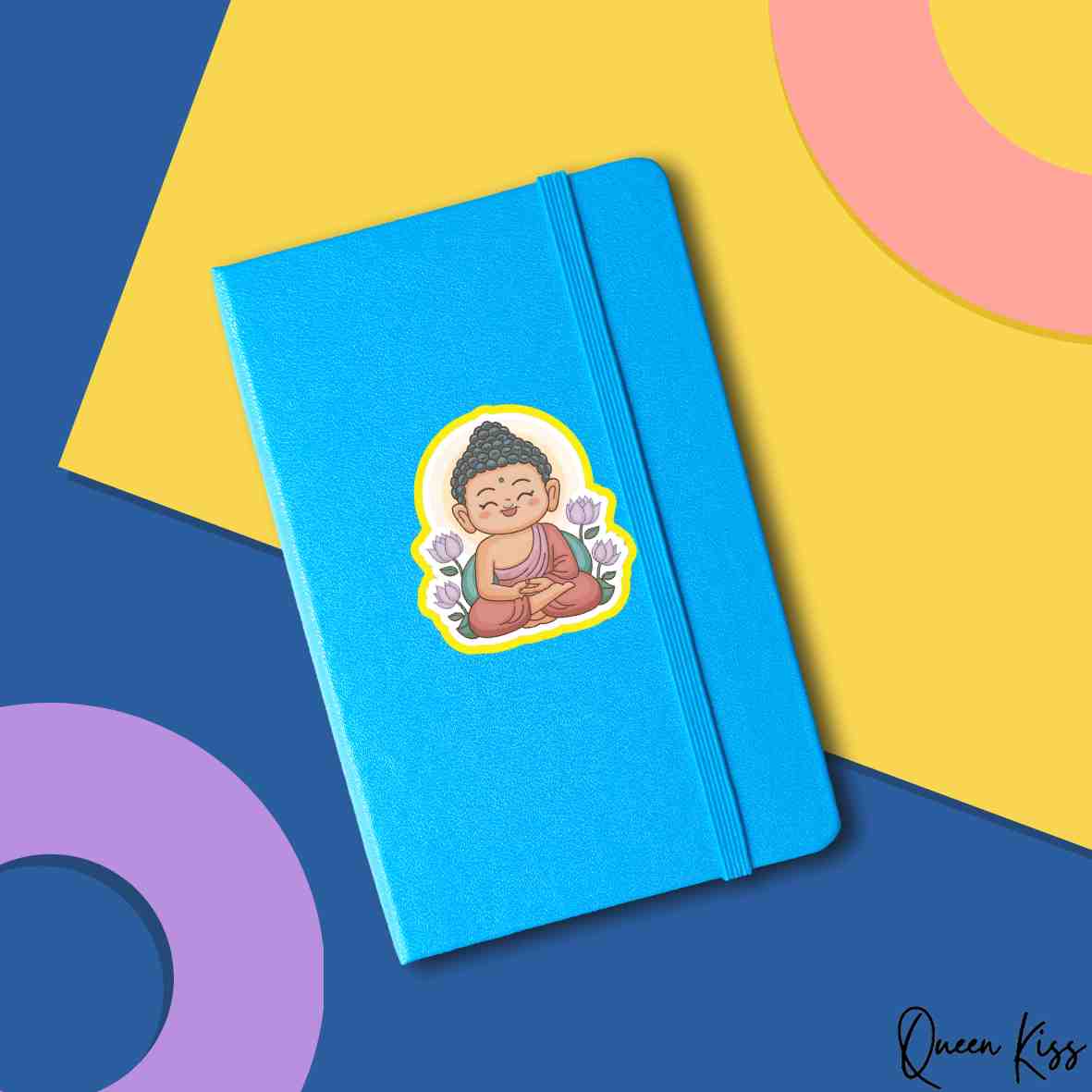 Cute Little Buddha Sticker, Waterproof Glossy Sticker, Vinyl Sticker, Laptop Phone Notebook Mug Sticker -- Getting the Buddha Mind