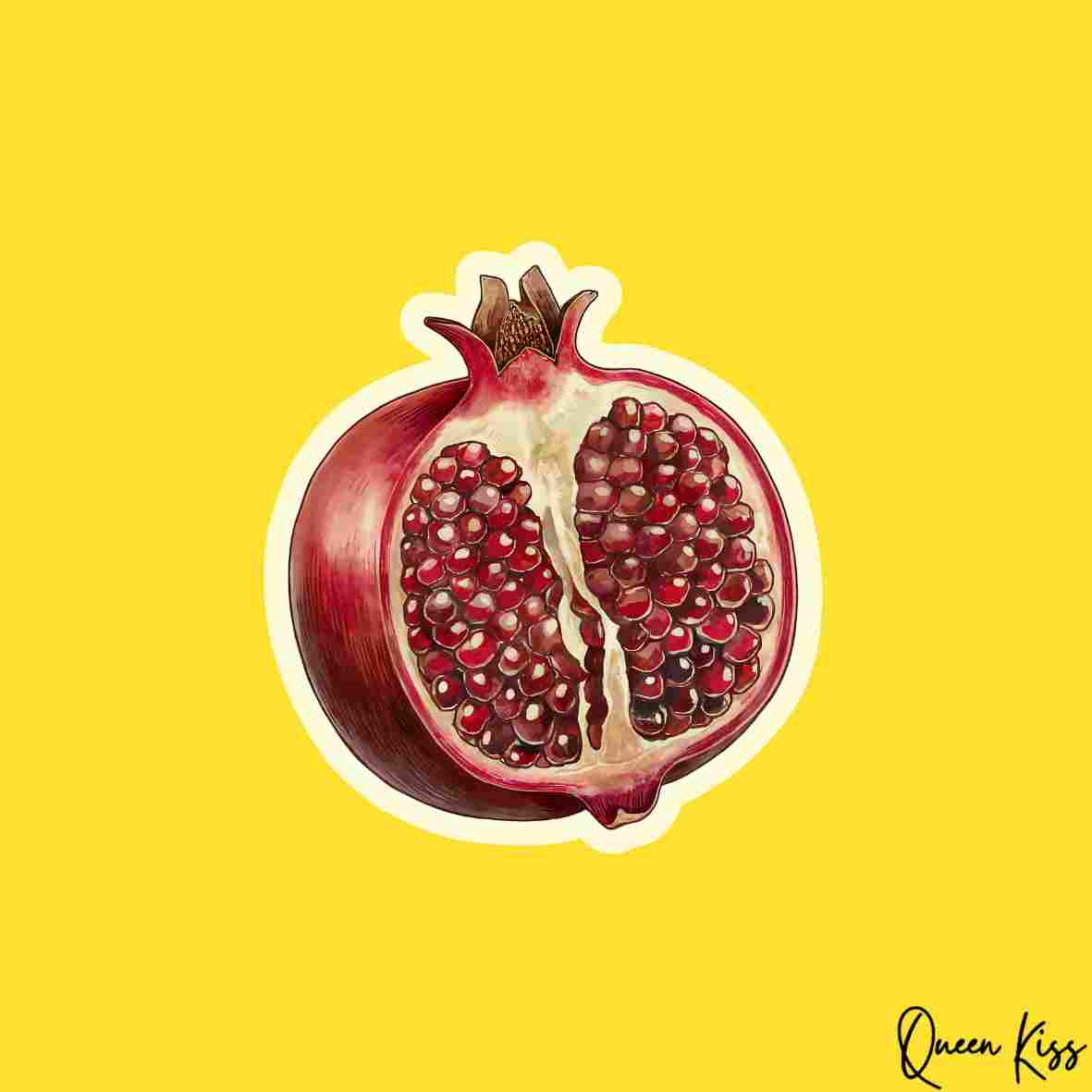 Cute Pomegranate Sticker, Waterproof Glossy Sticker, Vinyl Sticker, Laptop Phone Notebook Mug Sticker -- Adore