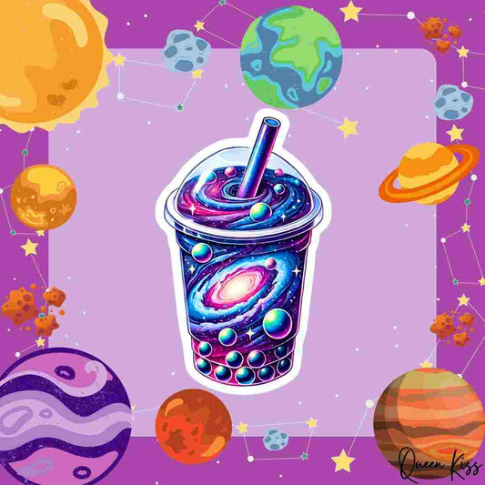 Cute Galaxy Bubble Boba Sticker, Waterproof Glossy Sticker, Vinyl Sticker, Laptop Phone Notebook Mug Sticker -- Boba Lover