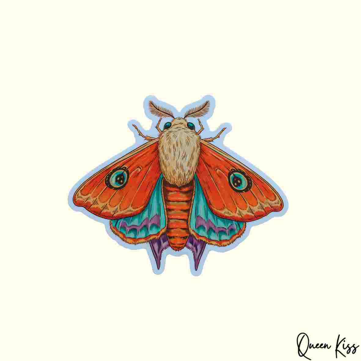 Cute Moth Sticker, Waterproof Glossy Sticker, Vinyl Sticker, Laptop Phone Notebook Mug Sticker -- Secret garden