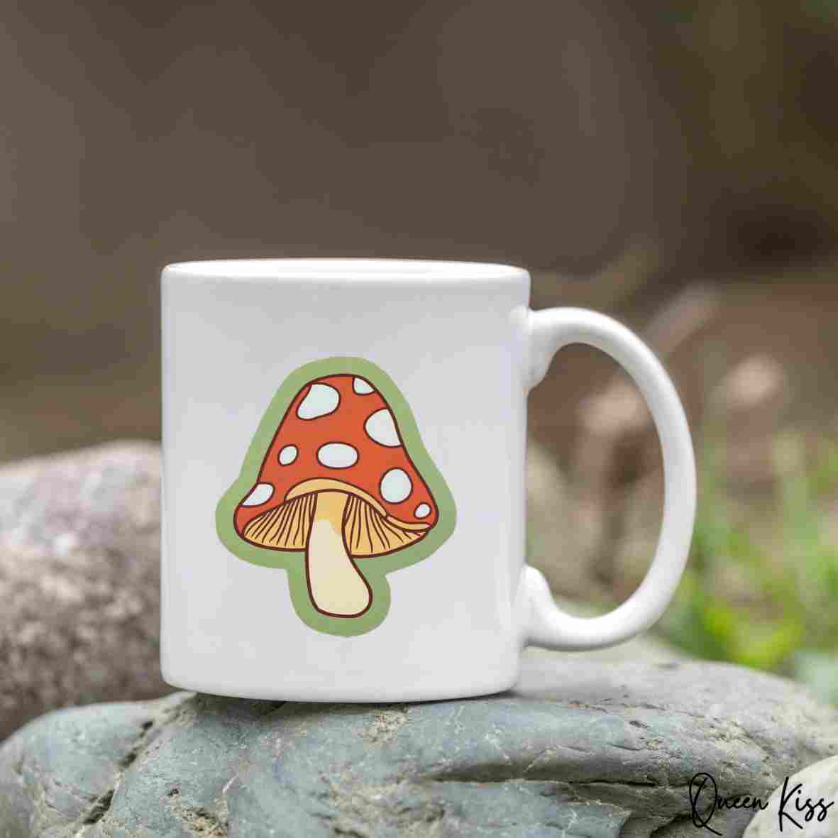 Cute Mushroom Sticker, Sticker, Waterproof Glossy Sticker, Vinyl Sticker, Laptop Phone Notebook Mug Sticker -- Deep Forest