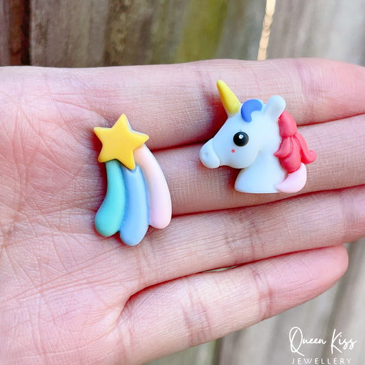 Cute Adorable Unicorn and Star Rainbow Earrings -- Give of Happiness!!