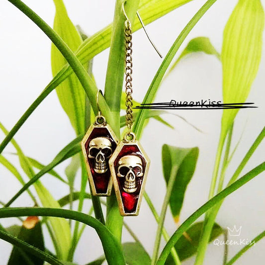 Enamel Skeleton Earrings Gothic Skeleton Dangle Skull Horror Earrings Halloween Earrings Creepy Goth Grunge Earrings--My Power is Over You!!