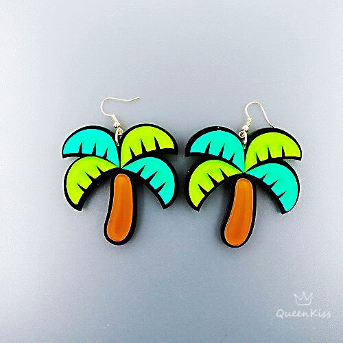 Cute Light Trendy Quirky Coconut Tree Earrings - Holiday Me!!