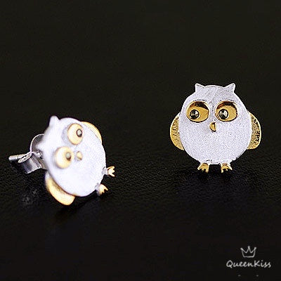 Sterling Silver 925 Stud Earrings Cute Owl Lovers Stud Earrings Modern Studs Minimal Stud Earrings Gift for her