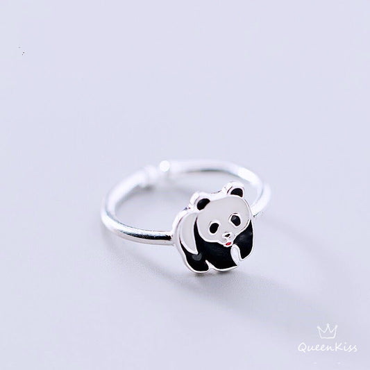 Cute Panda Minimalist Vintage Adjustable Silver Ring -- Only You!!