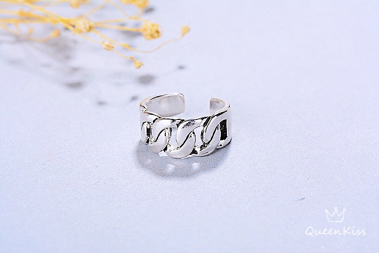 Cool Quirky Adjustable X Silver Ring --  See You Again