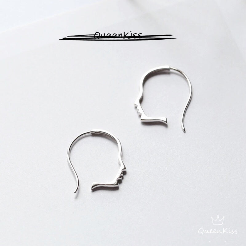 New Design Sterling Silver 925 Stud Earrings Cute Human Face Stud Earrings Modern Studs Minimal Stud Earrings Gift for her