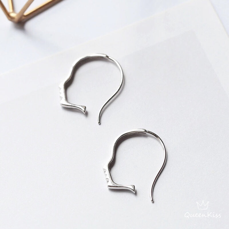 New Design Sterling Silver 925 Stud Earrings Cute Human Face Stud Earrings Modern Studs Minimal Stud Earrings Gift for her