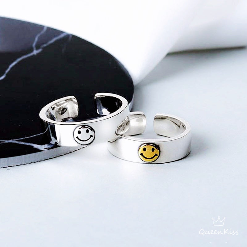 Cool Vintage Smiley Face Silver Face and Gold Face Adjustable Ring