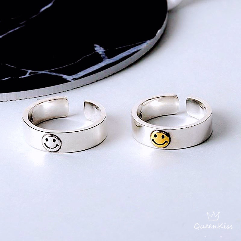 Cool Vintage Smiley Face Silver Face and Gold Face Adjustable Ring