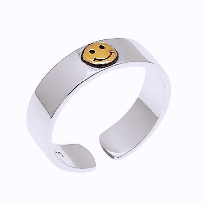 Cool Vintage Smiley Face Silver Face and Gold Face Adjustable Ring