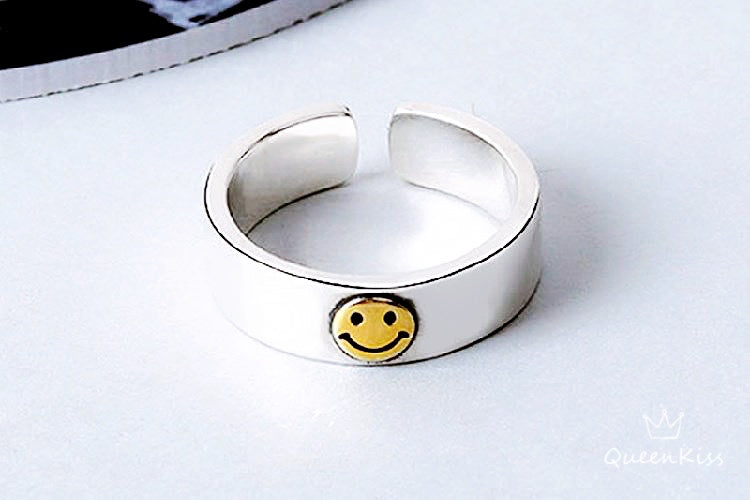 Cool Vintage Smiley Face Silver Face and Gold Face Adjustable Ring