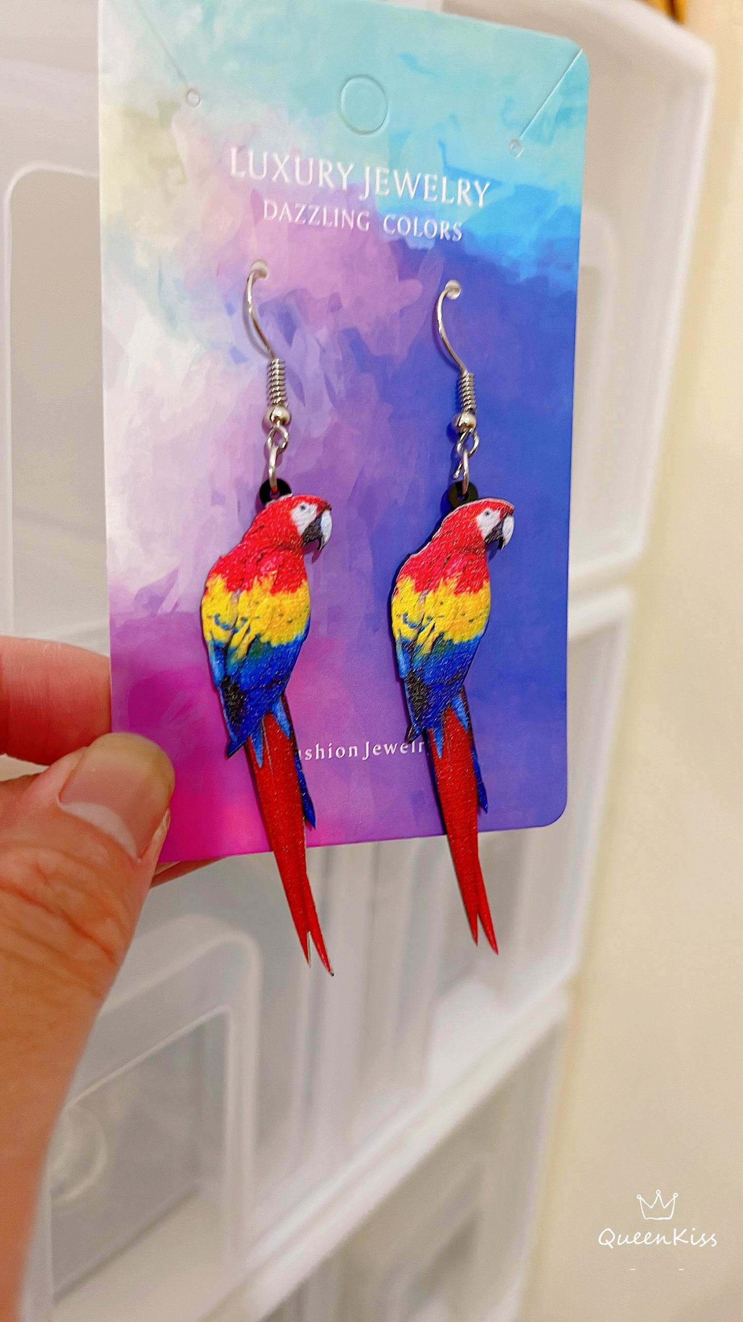 Super Light Acrylic Cute Parrot Red Forest Style Earrings - Paradise!!