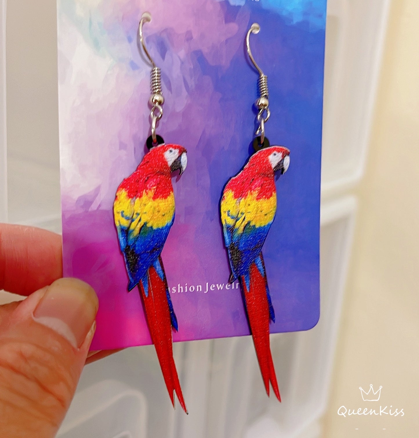 Super Light Acrylic Cute Parrot Red Forest Style Earrings - Paradise!!