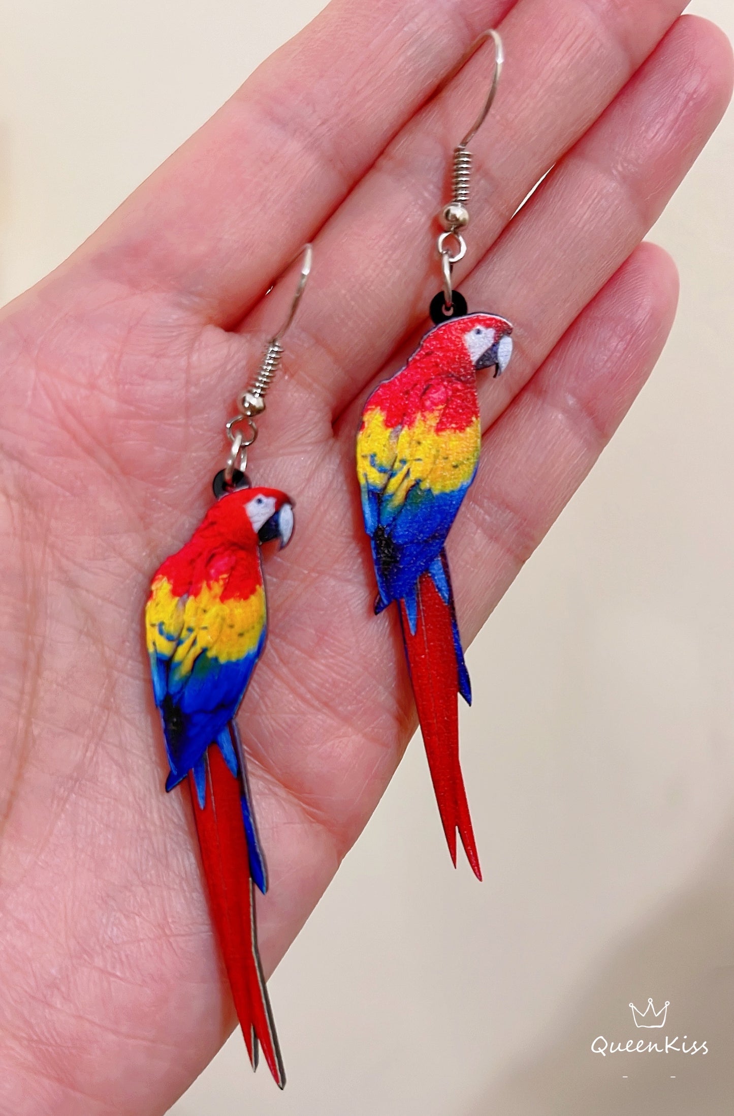 Super Light Acrylic Cute Parrot Red Forest Style Earrings - Paradise!!