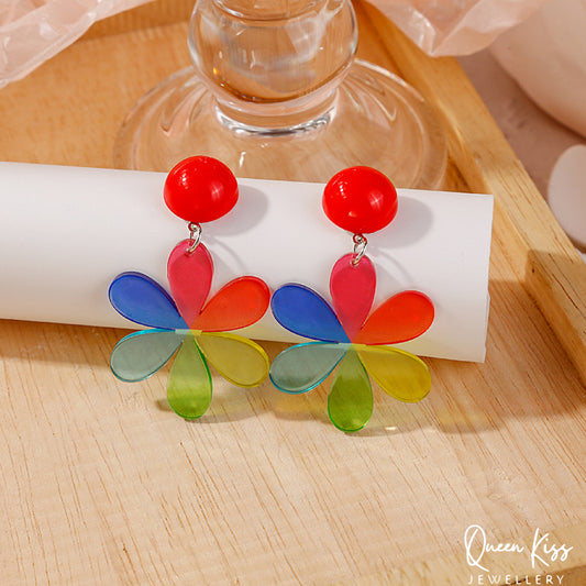 Super Light Acrylic Cute Colorful Flower Style Earrings - Wind Flower!!