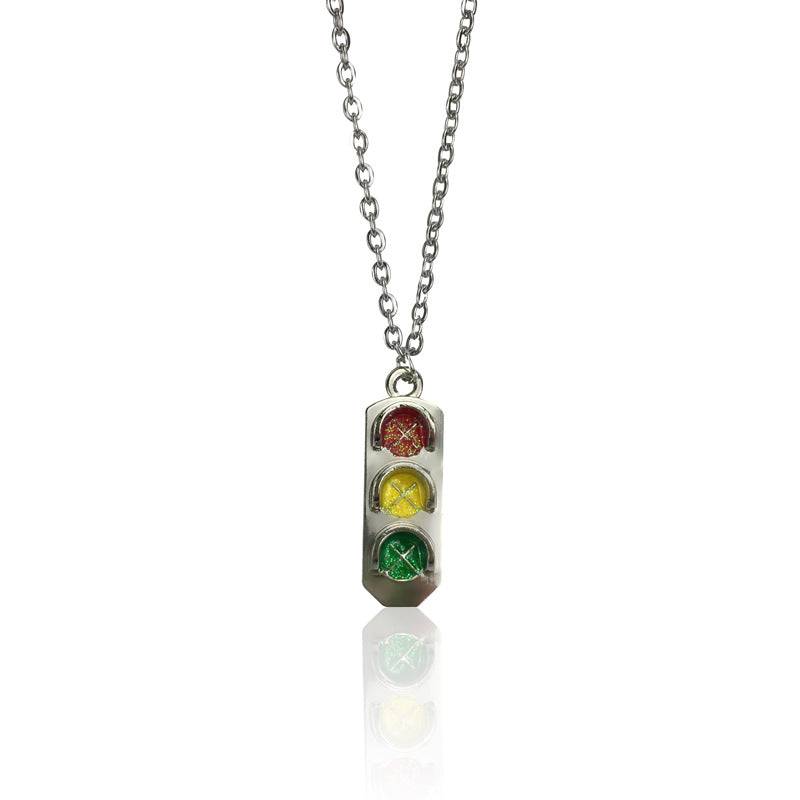 Funky Punk Stainless Steel Cool Traffic Light Red Yellow Green Silver Chain Necklace -- Follow my lead!!