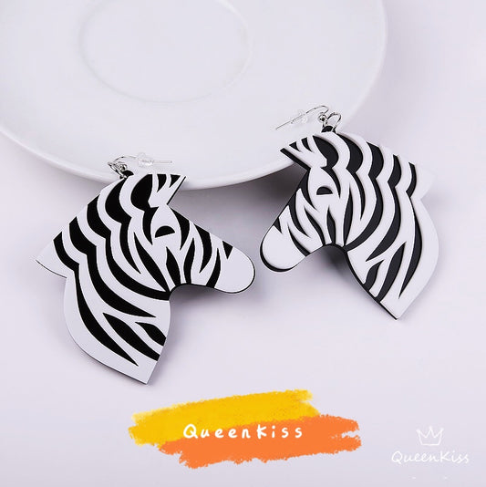 Cute Zebra Big Head Black and White Earrings - Happy Bro!!