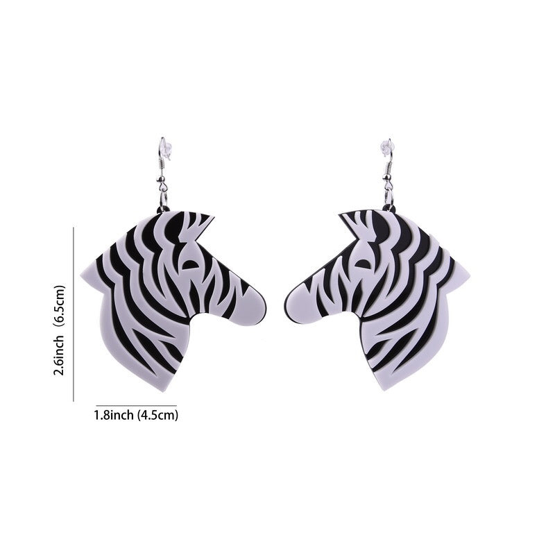 Cute Zebra Big Head Black and White Earrings - Happy Bro!!