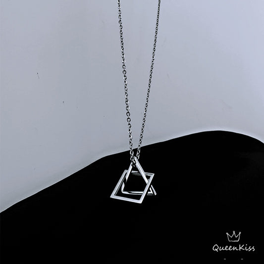 Cool Stainless Steel Cool 3 Dimension Triangle Silver Necklace -- Illusionist!!