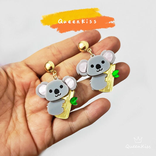 Cute Koala on the Tree Grey Earrings - Aussie Babie!!