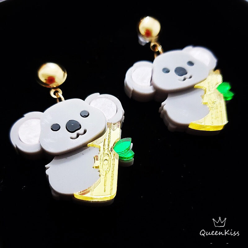 Cute Koala on the Tree Grey Earrings - Aussie Babie!!