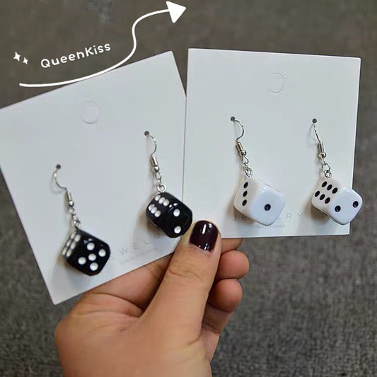 Quirky Light Sexy Dice Black and White Light Earrings - Dice A Way!!