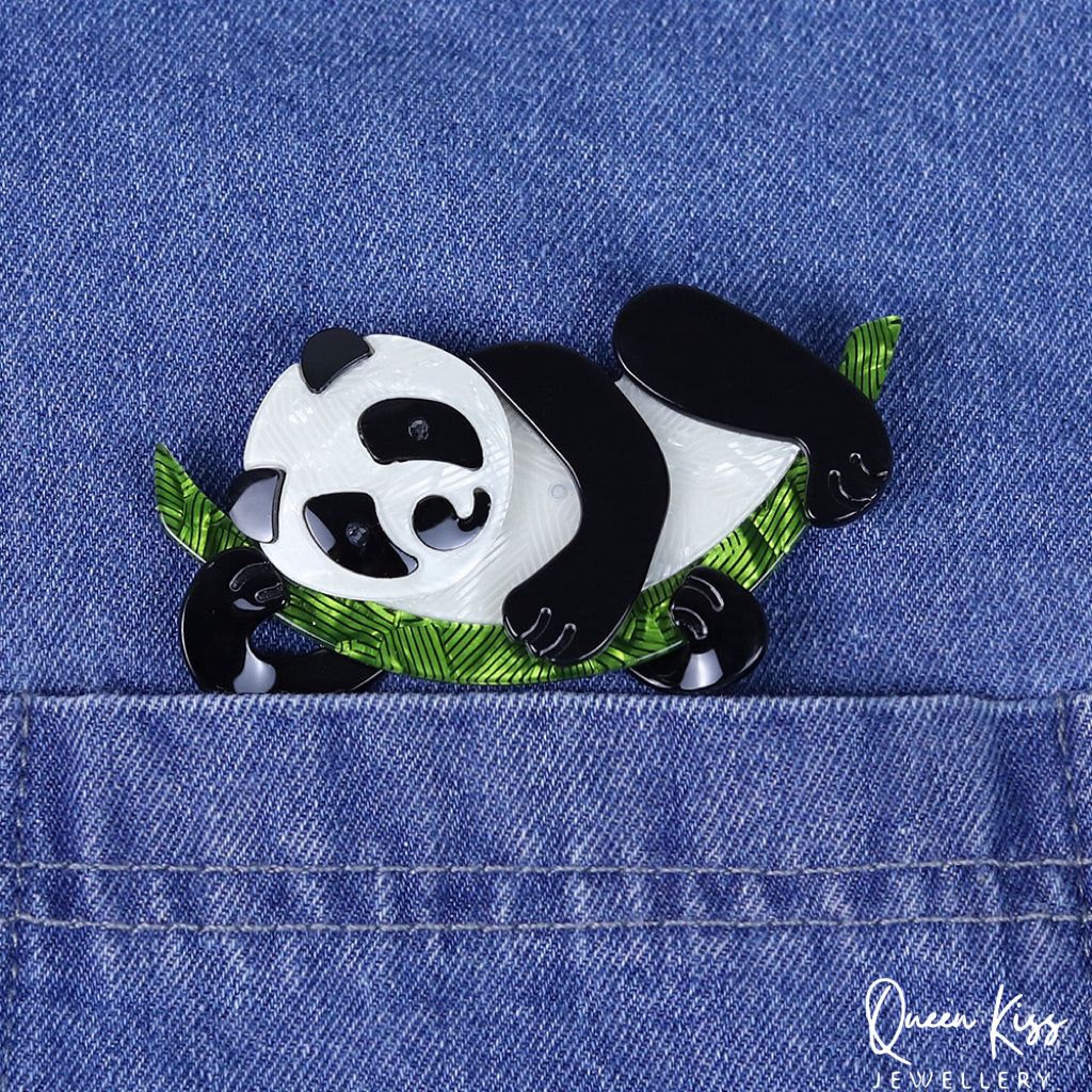 Cute Adorable Good Quality Acrylic Panda Brooches Artist Gift for Her, Mother, Kid, Sister, Good Friends