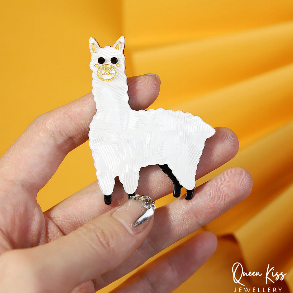 Cute Adorable Good Quality Acrylic Colorful Alpaca Lama Brooches Artist Gift for Her, Mother, Kid, Sister, Good Friends