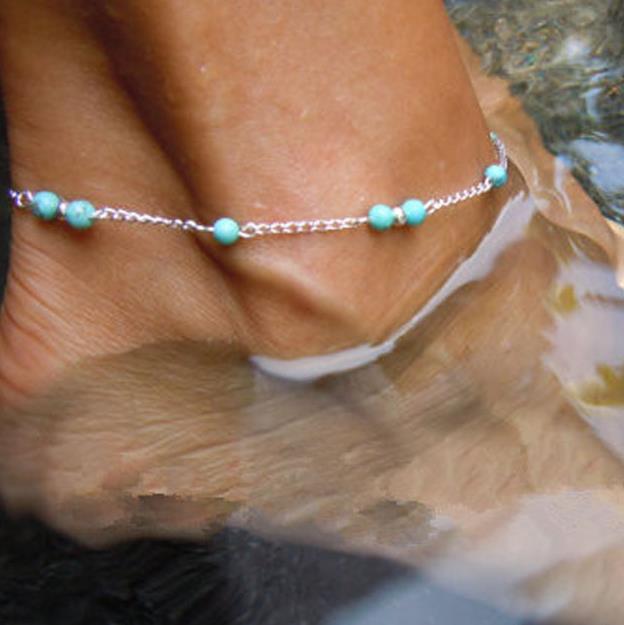 Little Cute Beads Green and Silver Anklet Gift for Girlfriend Sister Mother Daughter Her -- Bead of My Heart!!