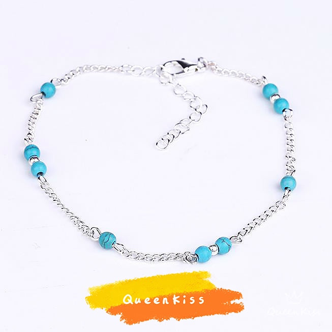 Little Cute Beads Green and Silver Anklet Gift for Girlfriend Sister Mother Daughter Her -- Bead of My Heart!!