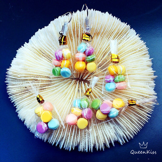 Adorable Little Bag of Colorful Macarons Light Earrings -- Tasty Love!!