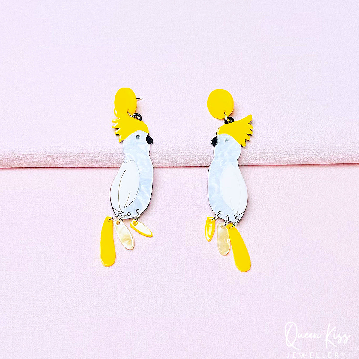 Cute Parrot Yellow and White Forest Style Earrings - Wild Life!!