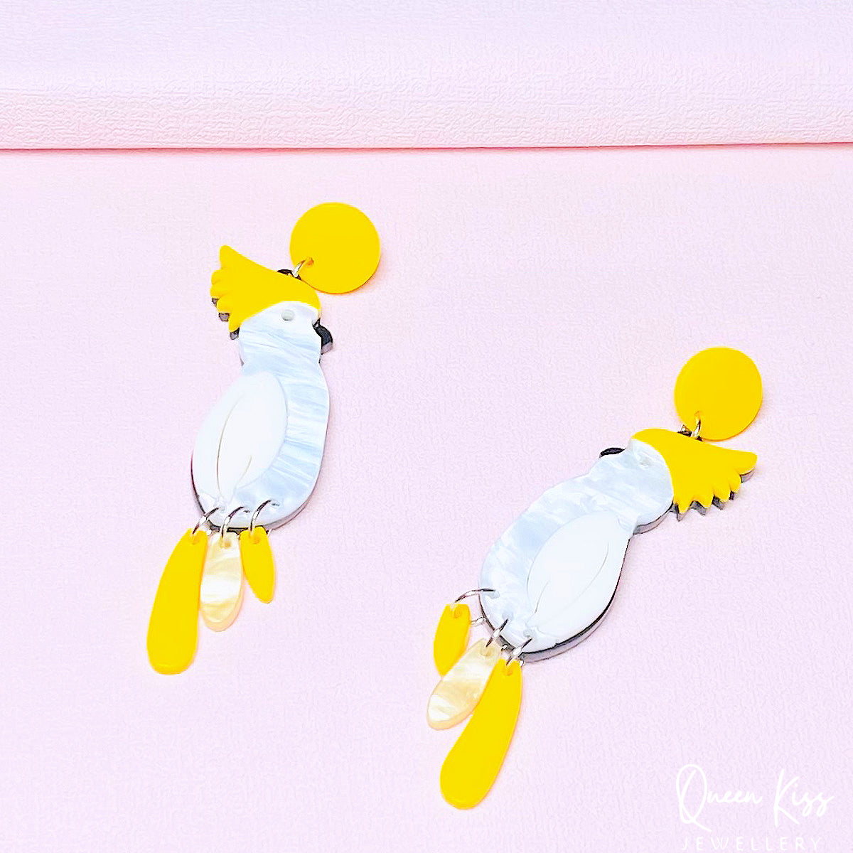 Cute Parrot Yellow and White Forest Style Earrings - Wild Life!!