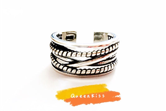 Cool Quirky Adjustable X Silver Ring -- West World