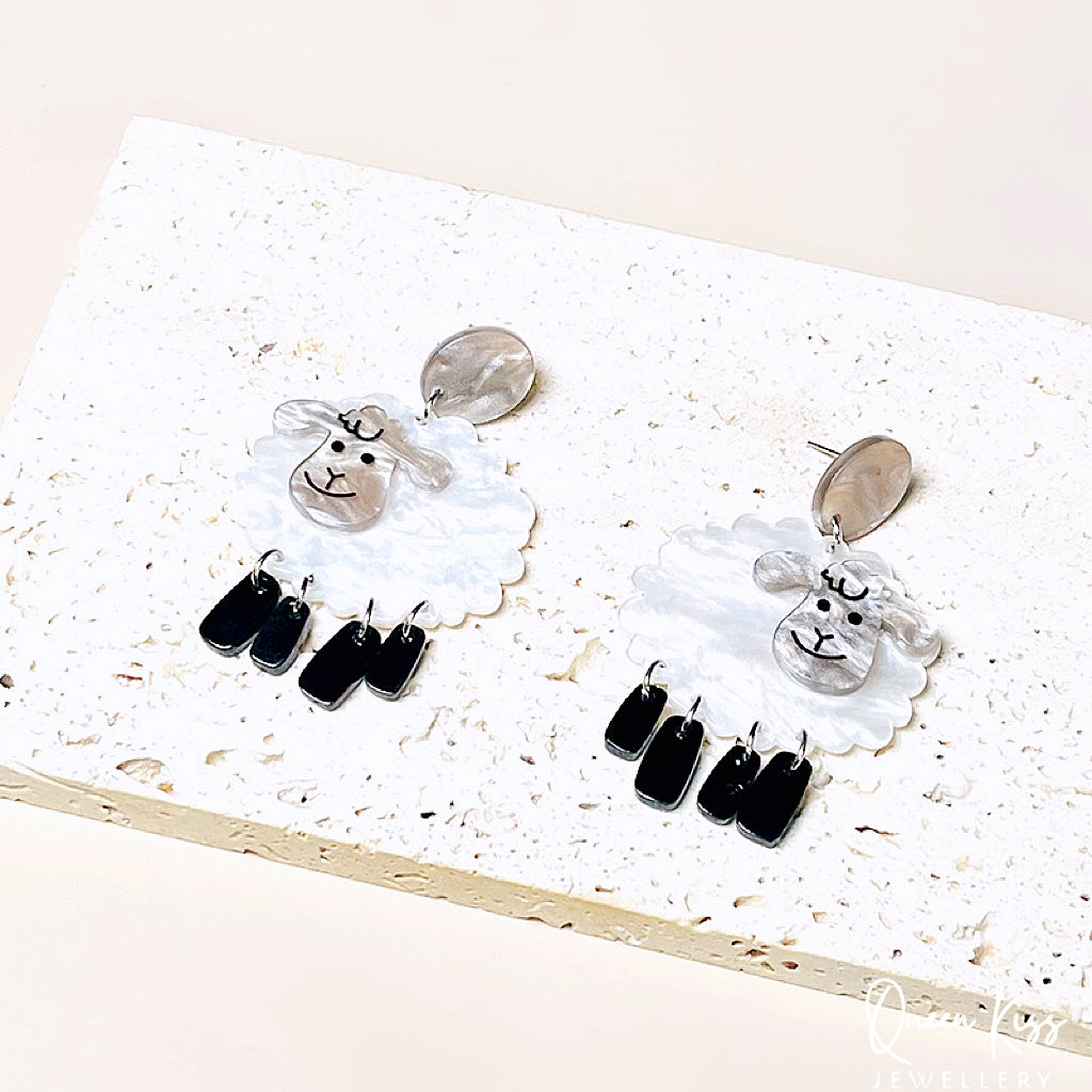 Super Light Acrylic Cute Sheep Earrings - Ba Ba Black Sheep!!