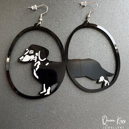 Super Light Acrylic Cute Sausage Dog Earrings - Mr. Long!!