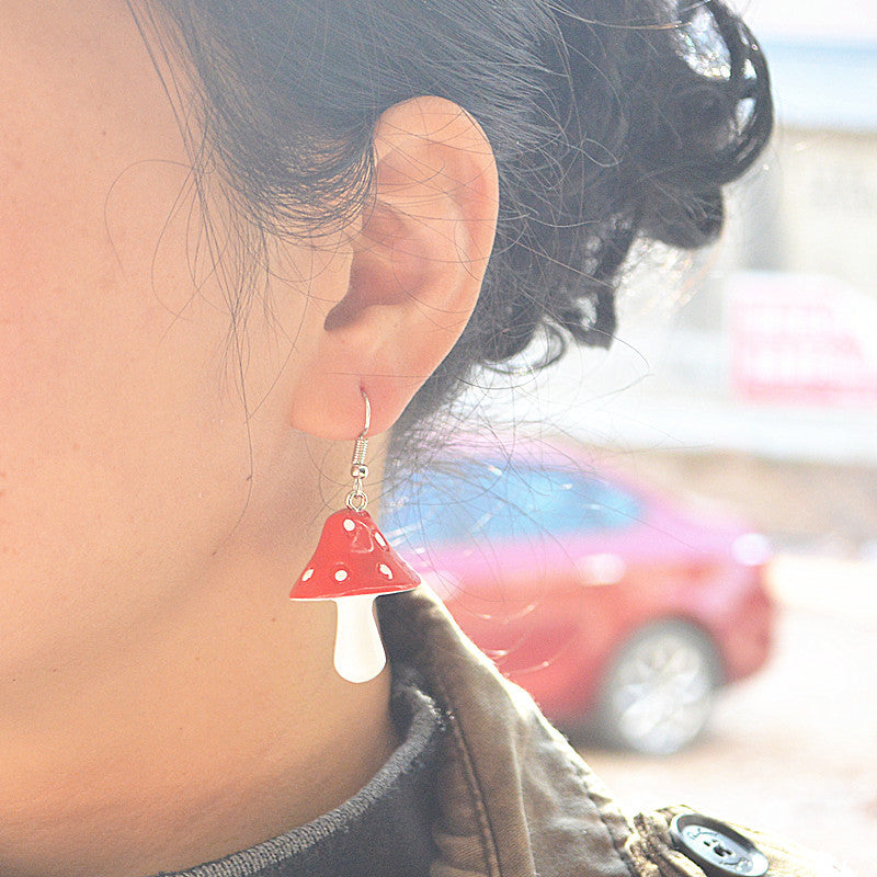 Super Light Cute Red Pink Green Yellow Purple Mushroom Earrings - Love Recipes!!