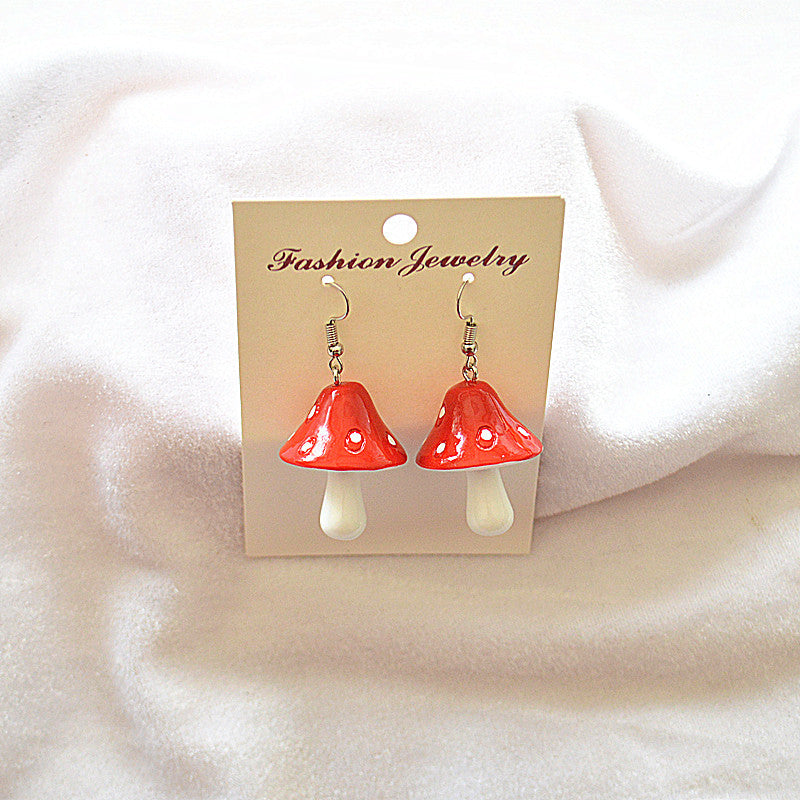 Super Light Cute Red Pink Green Yellow Purple Mushroom Earrings - Love Recipes!!