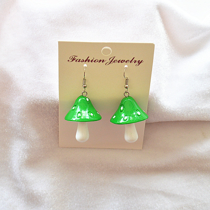 Super Light Cute Red Pink Green Yellow Purple Mushroom Earrings - Love Recipes!!