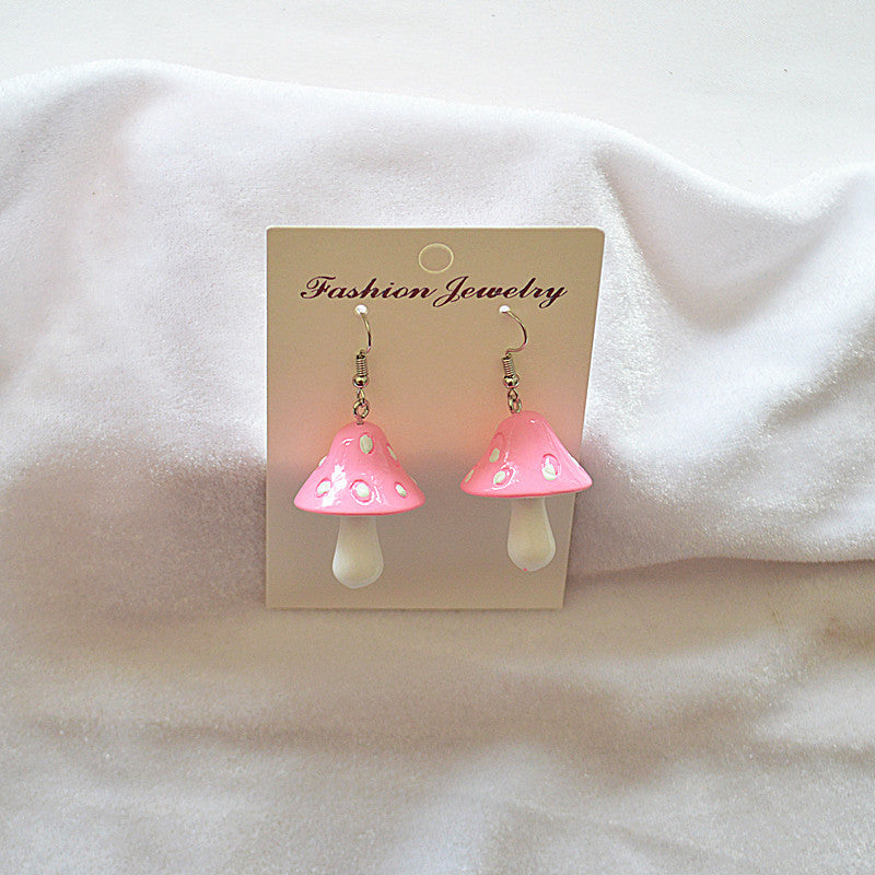 Super Light Cute Red Pink Green Yellow Purple Mushroom Earrings - Love Recipes!!