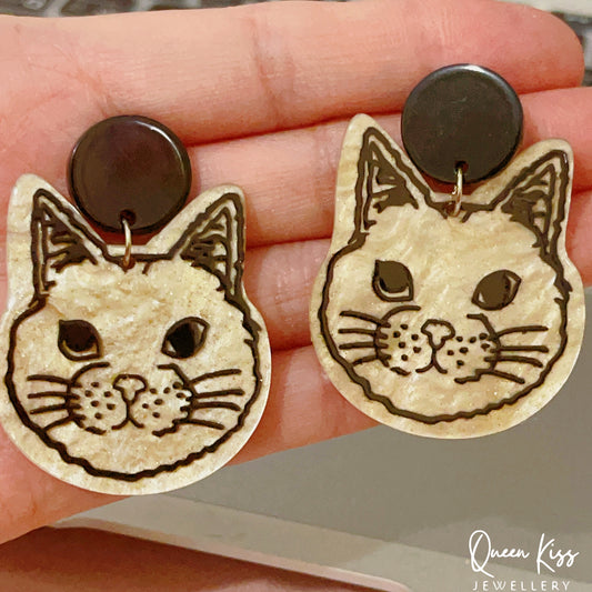 Super Light Acrylic Cute Kitty Cat Earrings - Meow Box!!