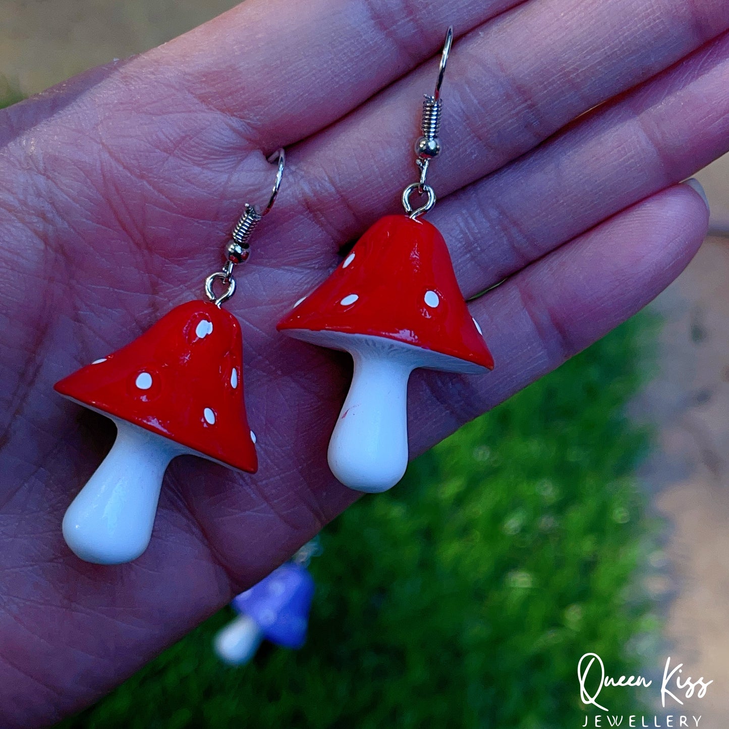 Super Light Cute Red Pink Green Yellow Purple Mushroom Earrings - Love Recipes!!