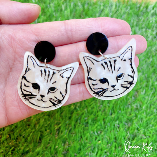 Super Light Acrylic Cute Kitty Cat Earrings - E Meow Me!!