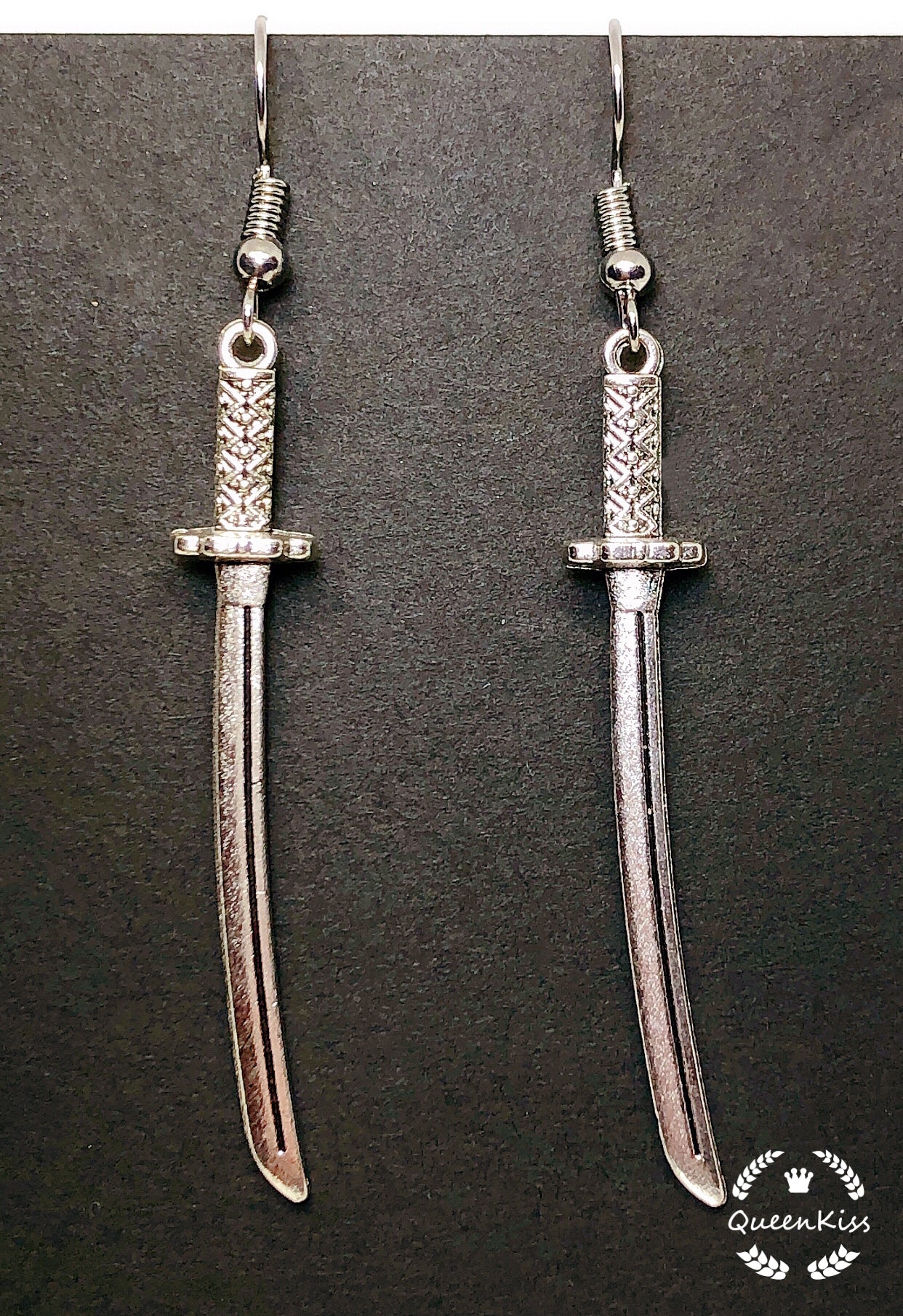 Sale!!! Sword and Knight Antique Silver Earrings Dagger Medieval Weapon Geek Drop Dangle Gothic Grunge Claymore Earrings-- Glory and Love!!